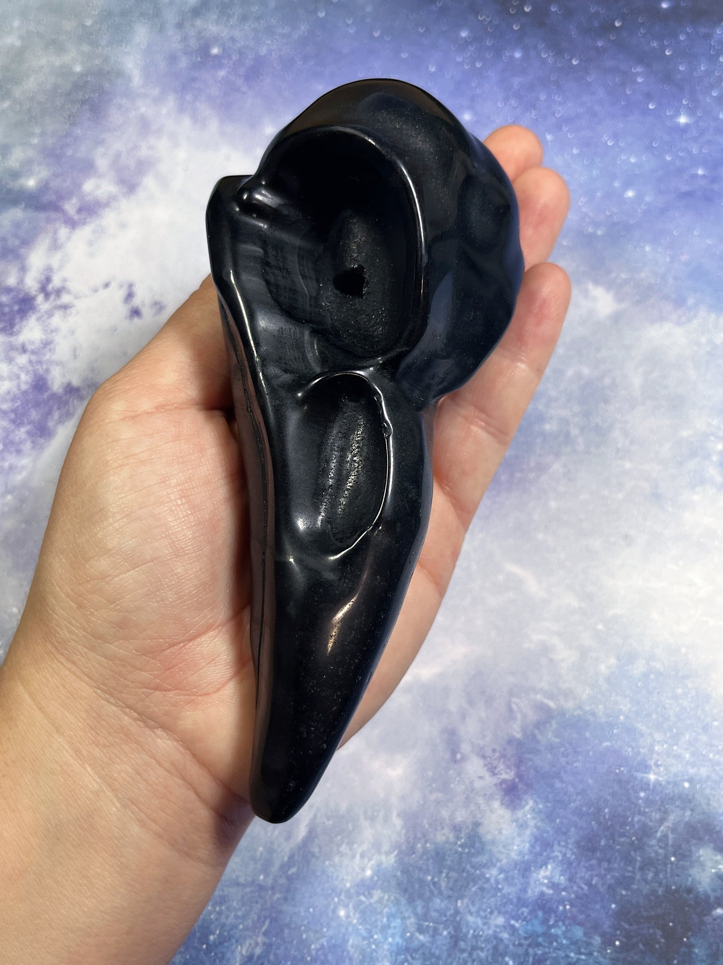 Large Obsidian Raven Skull