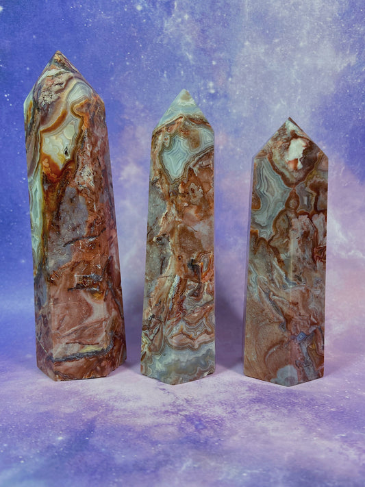 Red Mexican Crazy Lace Agate Tower