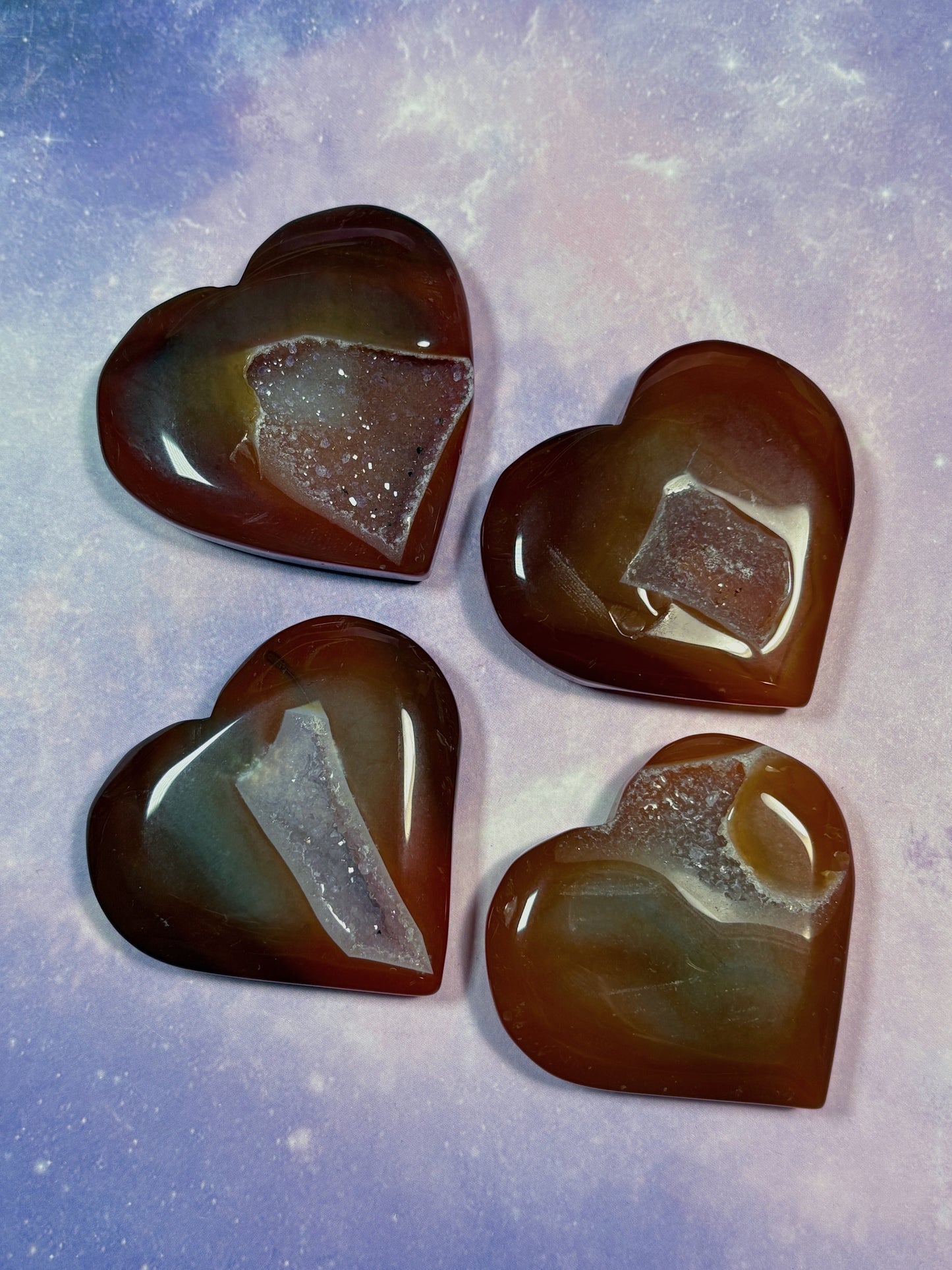 Druzy Carnelian Hearts