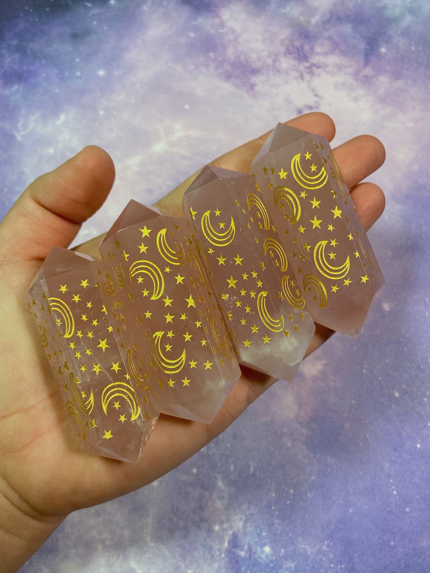 Moon and Star Rose Quartz DT