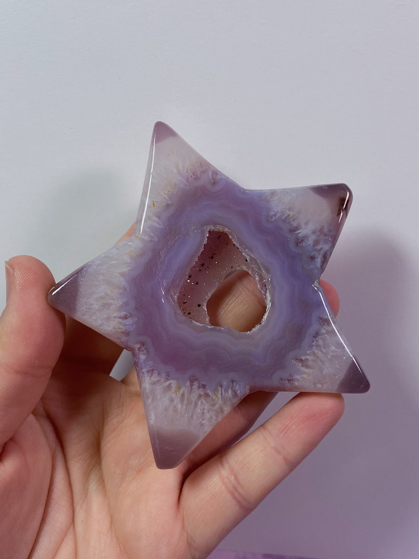 Dyed Pink Agate Druzy Star