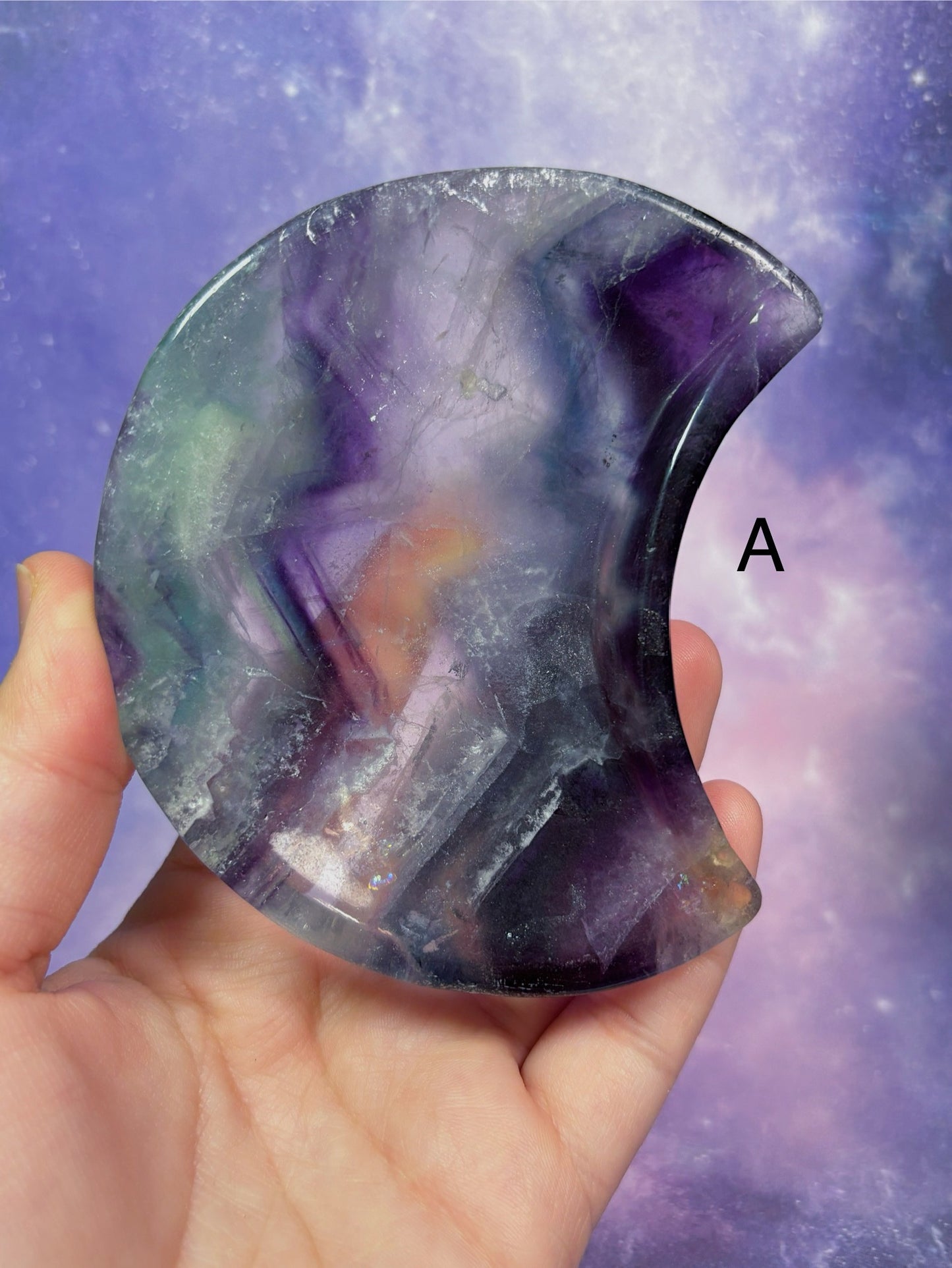 Rainbow Fluorite Moon Dish