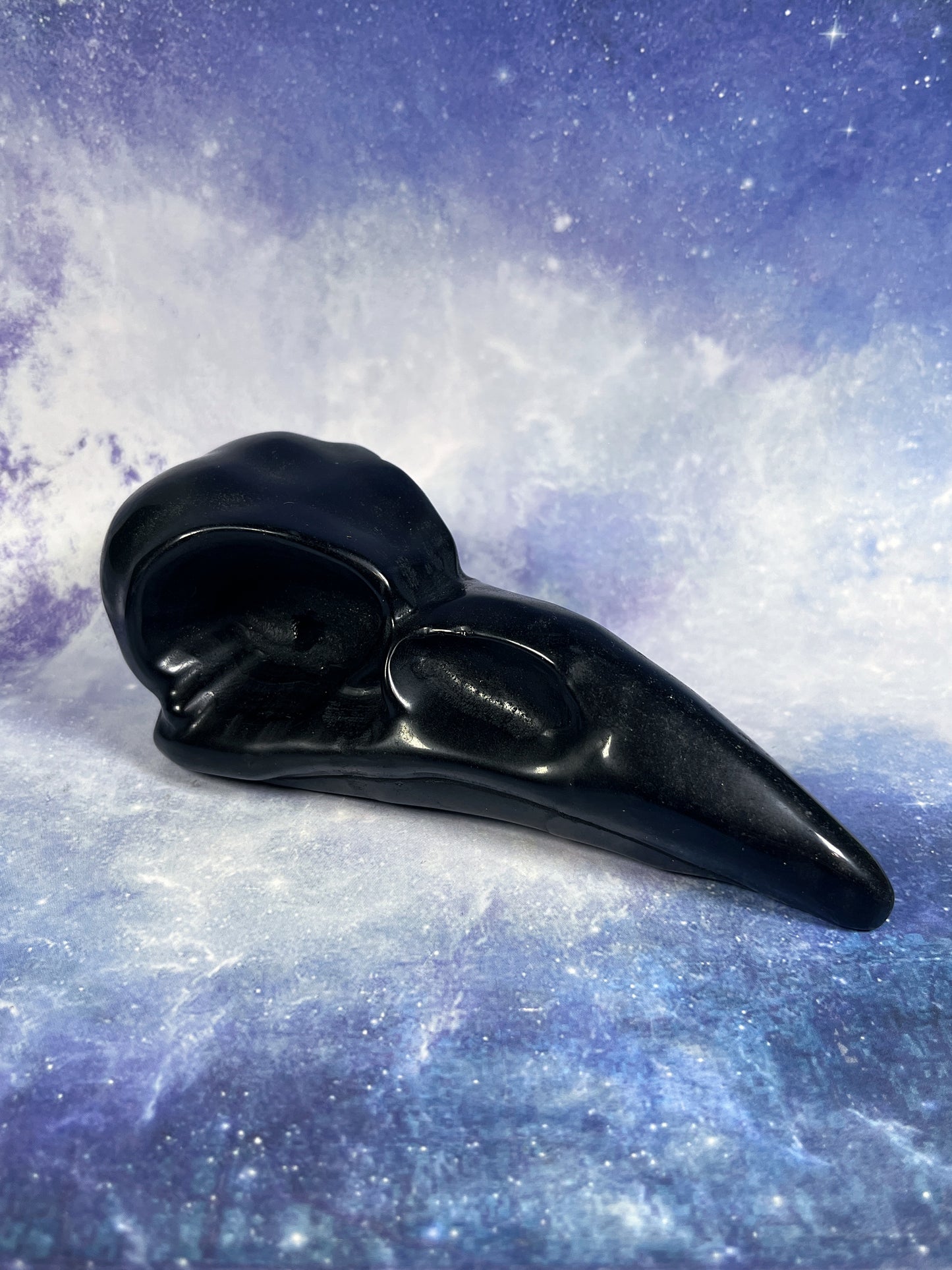 Large Obsidian Raven Skull