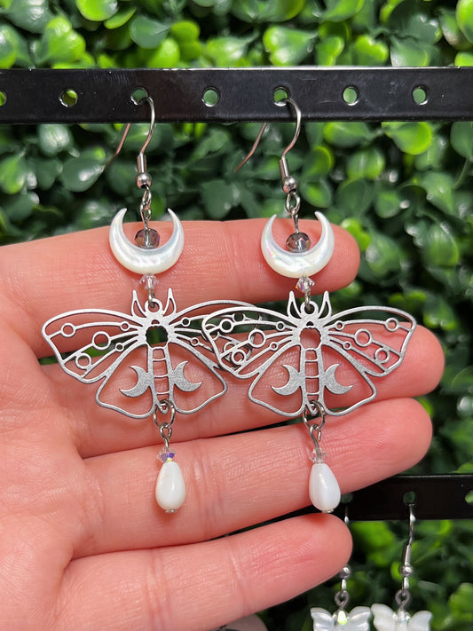 Moth Moon Shell Earrings