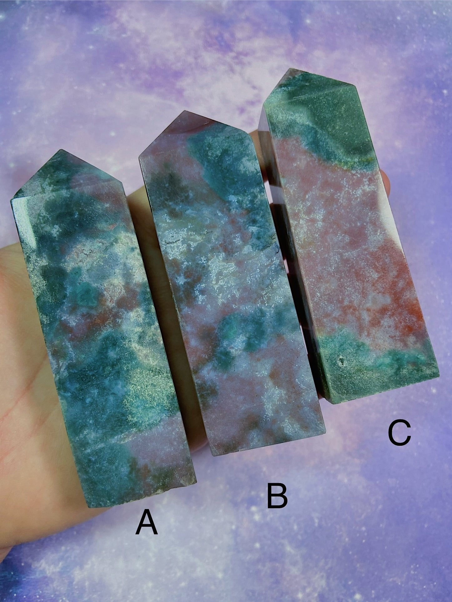 Purple Moss Agate Tower