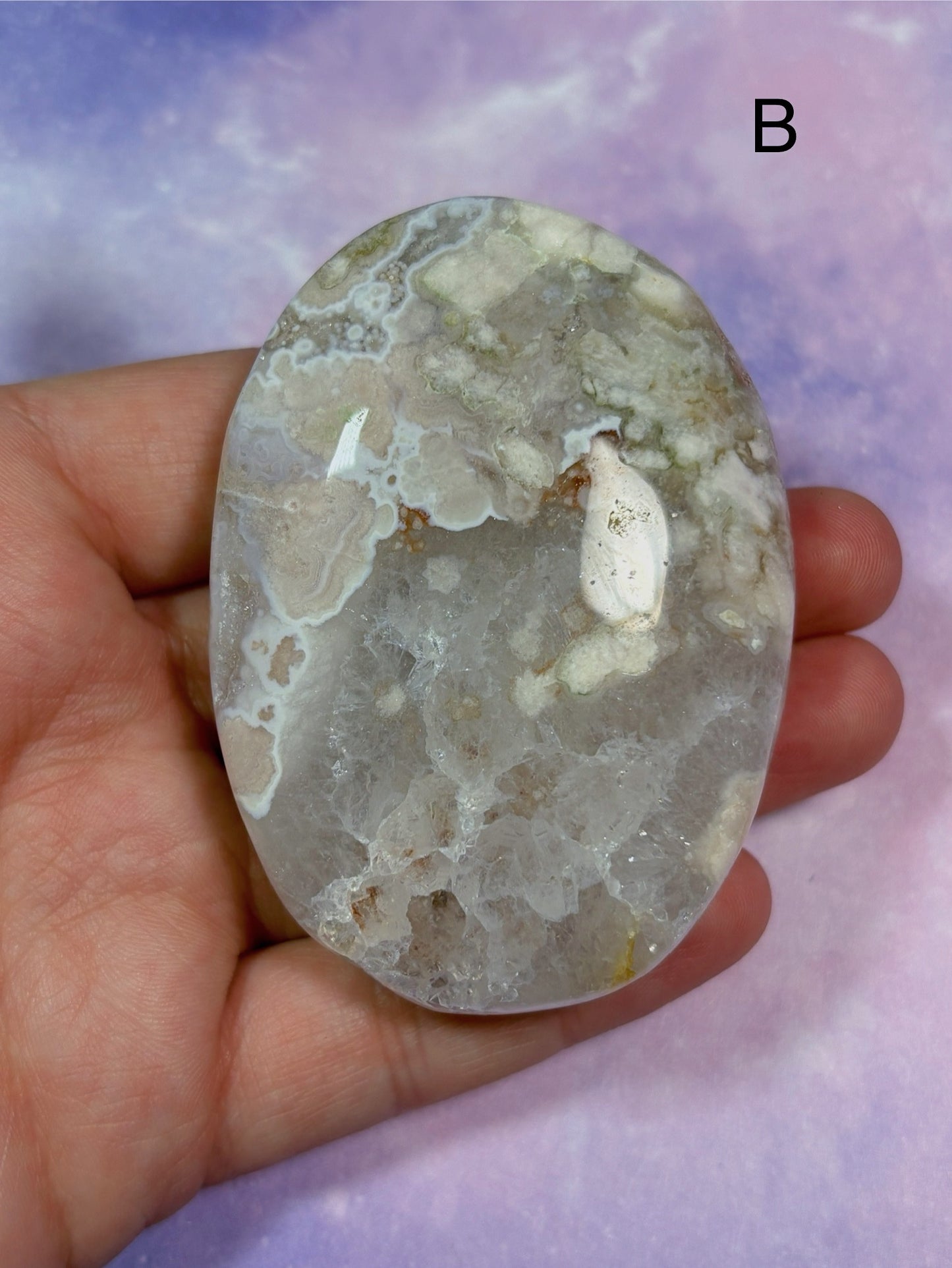 Flower Agate/ Pink Amethyst Palm Stone