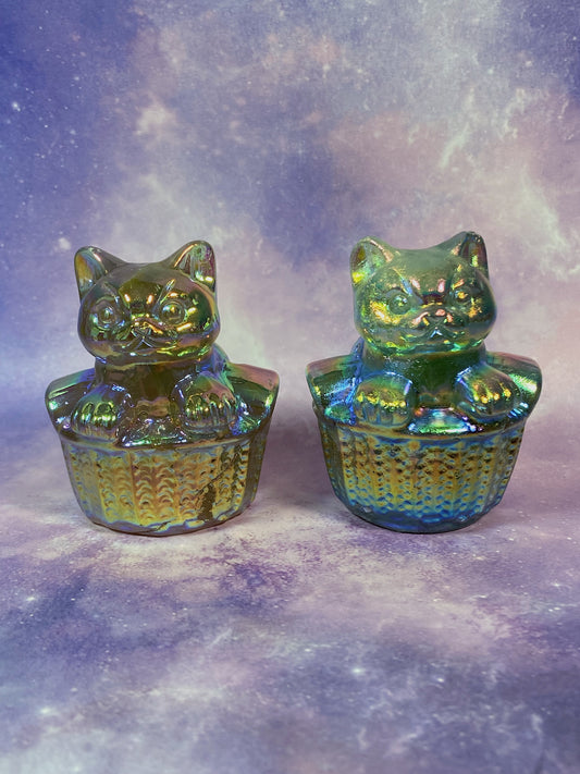 Aura Fluorite Kitty in Basket