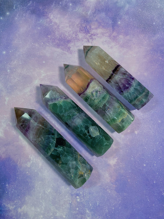 Green & Purple Fluorite Tower