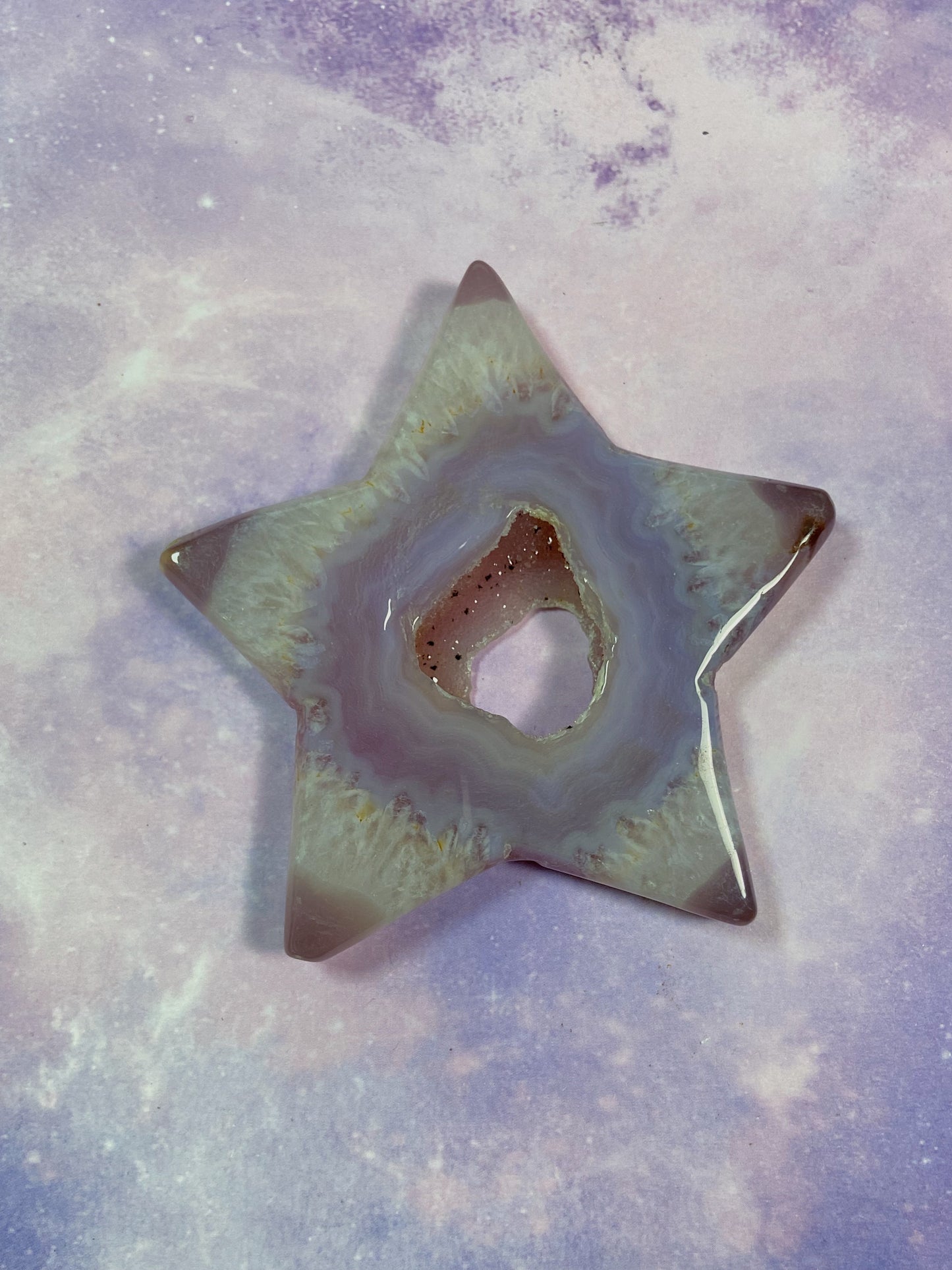 Dyed Pink Agate Druzy Star