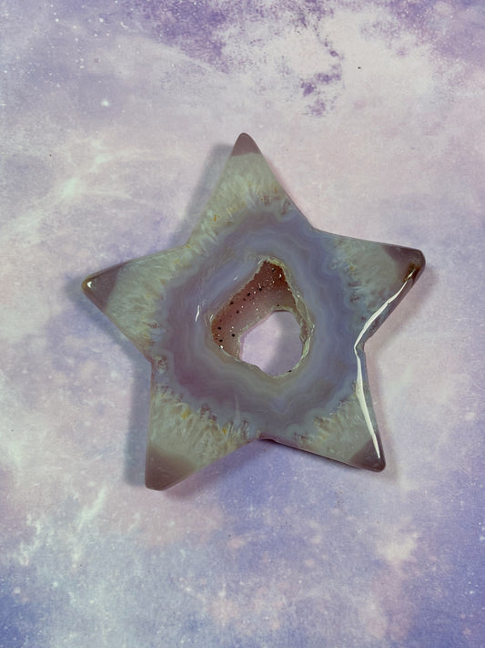 Dyed Pink Agate Druzy Star