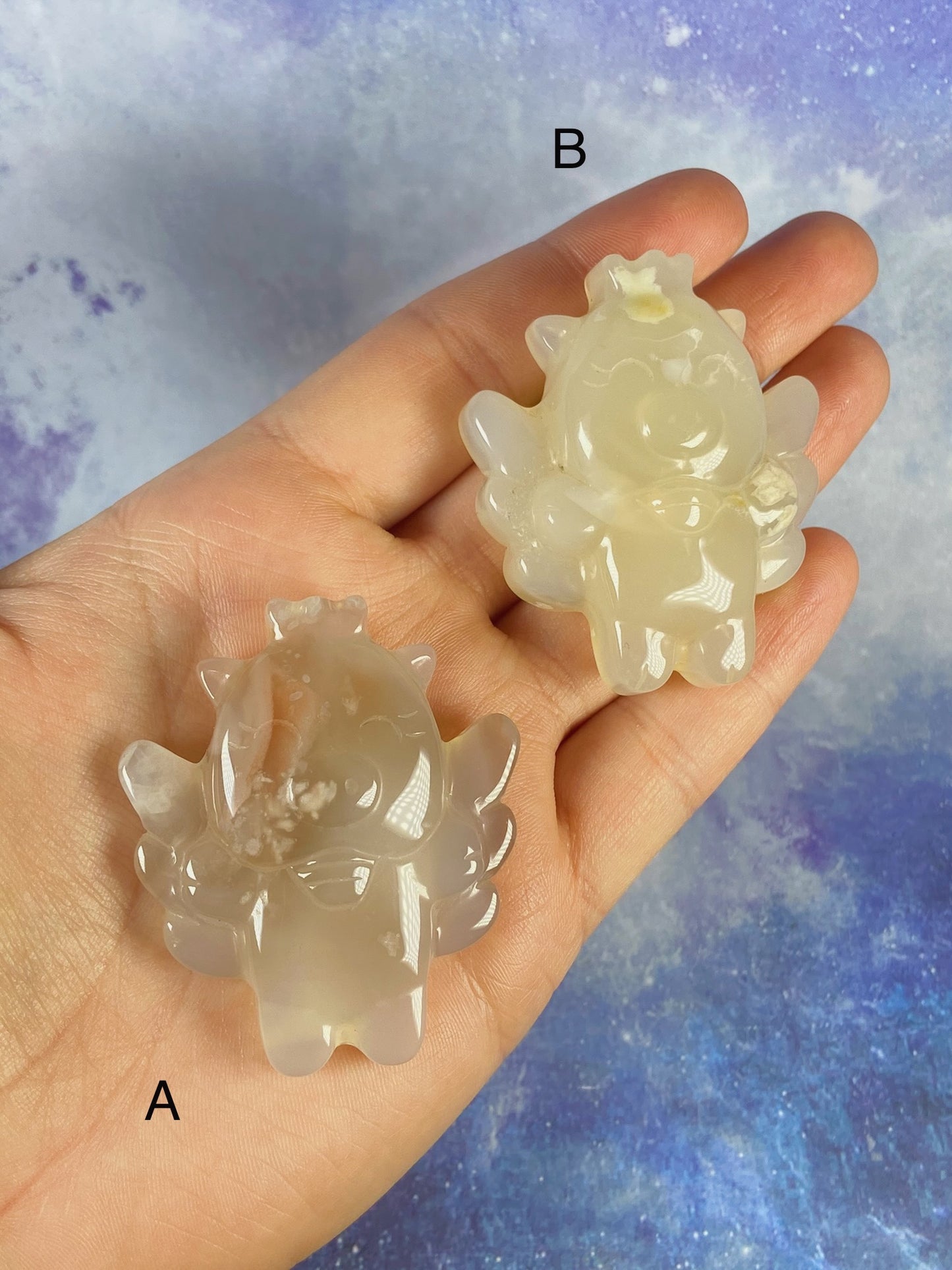 Flower Agate Pigs With Wings