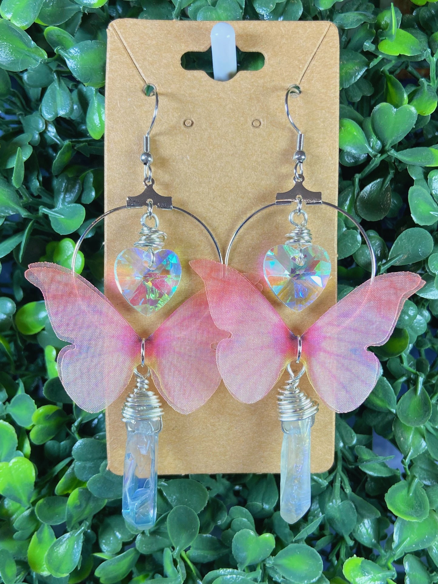 Aura Pink Butterfly Earrings