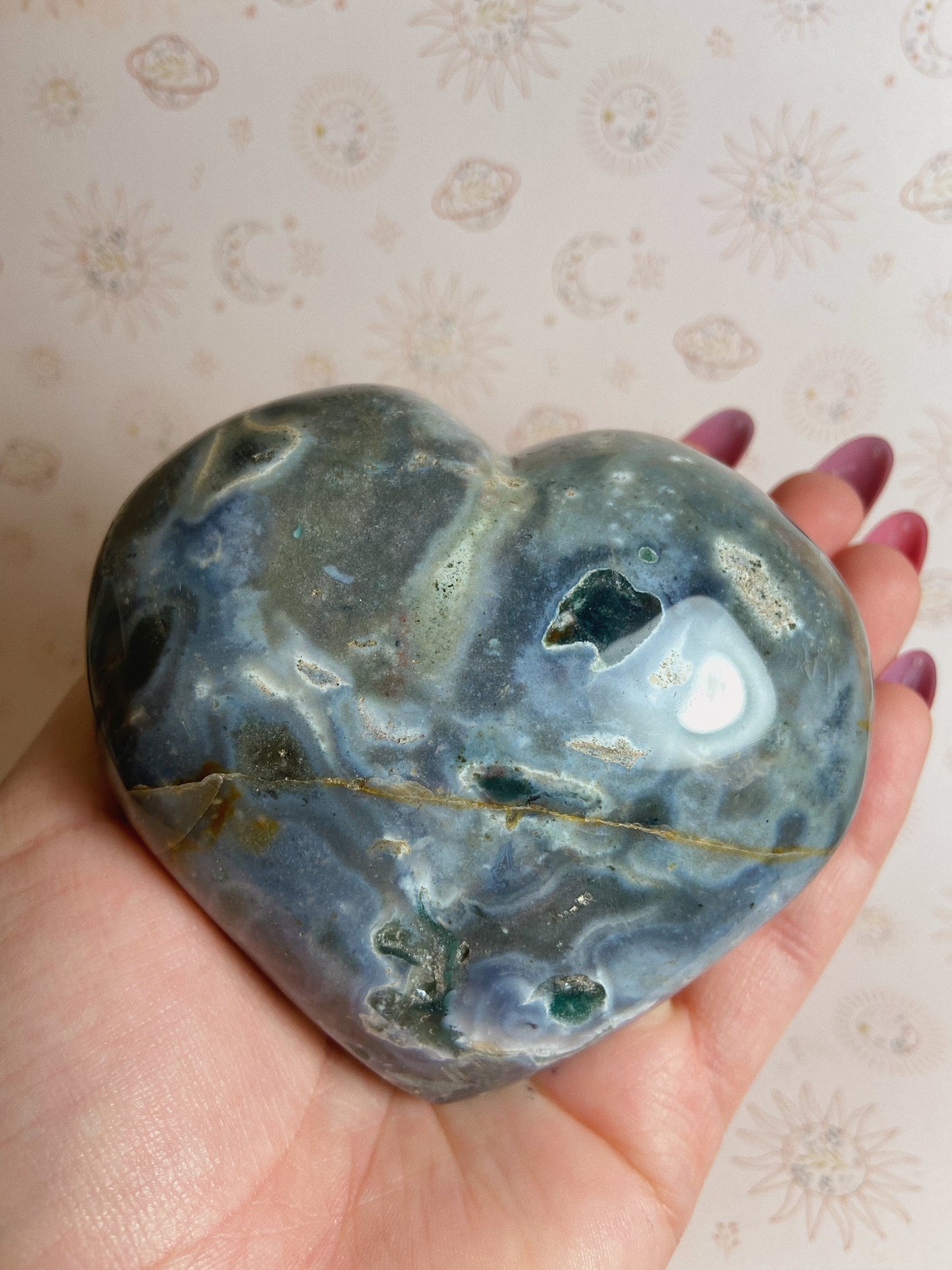 Blue Ocean Jasper Heart