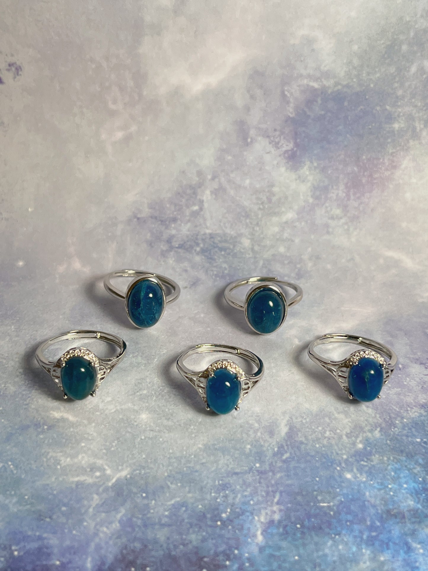 Blue Apatite Rings