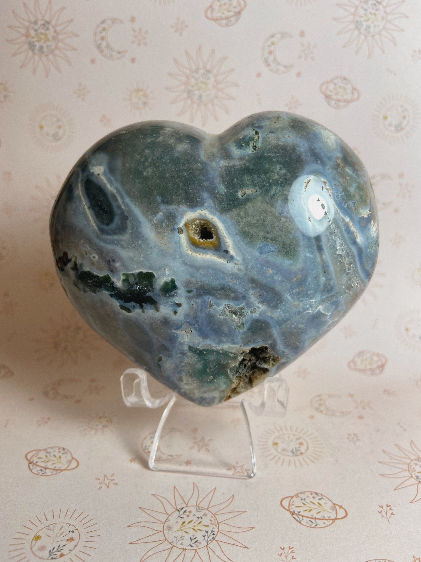 Blue Ocean Jasper Heart